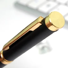 Горячая Лучший подарок ручка Ограниченная серия матовый чистый черный Золотой зажим роликовая шариковая ручка логотип лазером на заказ бесплатно