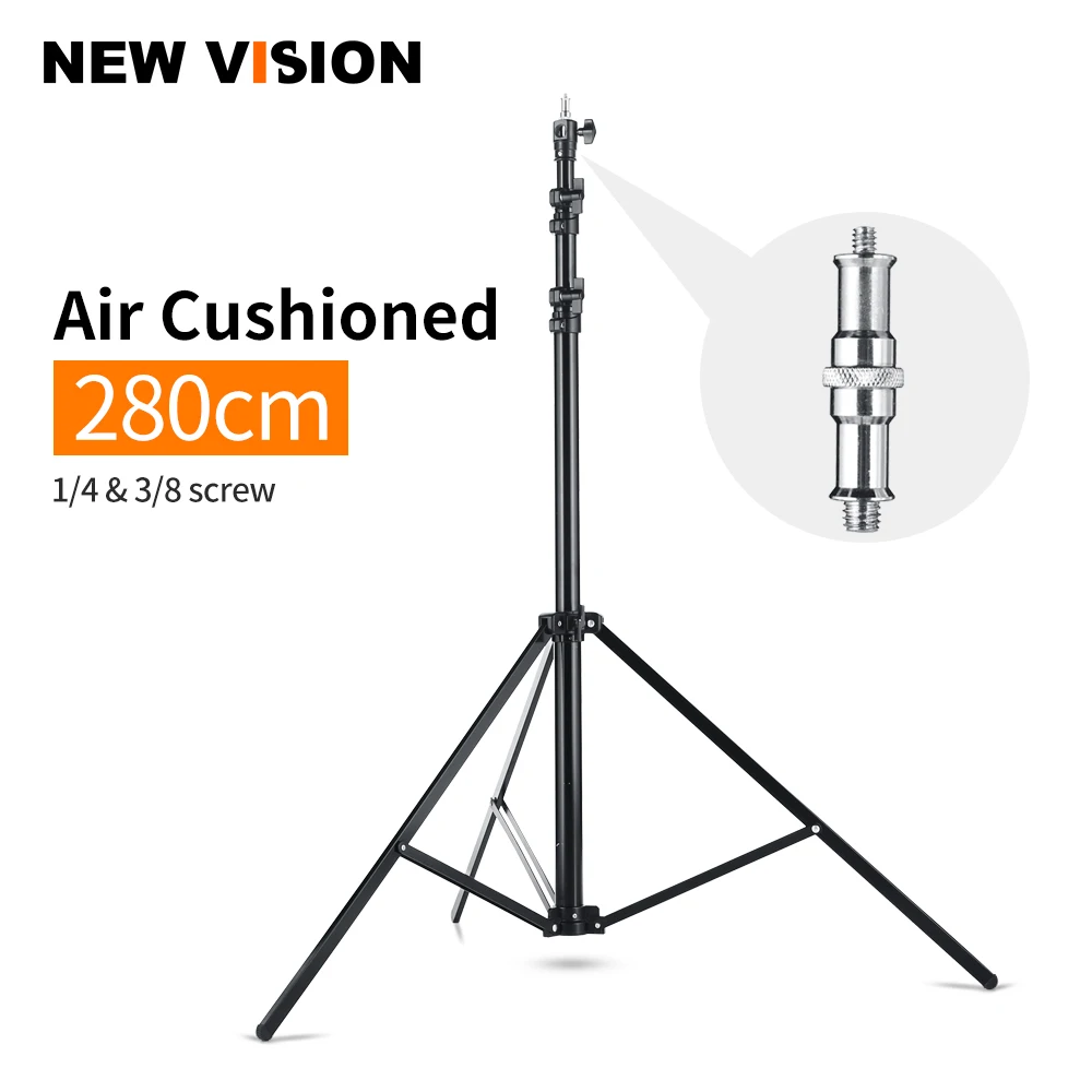 

Quick installation 2.8 Meter / 9 ft Heavy Duty Impact Air Cushioned Video Studio Light Stand,Telescopic Support in the Middle