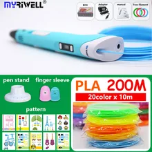 100% Original 3D stylo 3 d stylo 3d avec PLA 200M 1.75mm Filament sans odeur safely filament plastique le meilleur cadeau de noël 3D poignée(China)