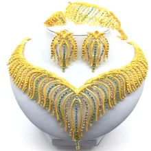 2019 Fashion jewelry set Nigeria Dubai gold-color Necklace Earrings Wedding African Beads Jewelry Set 2019 Fashion jewelry set Nigeria Dubai gold-color Necklace Earrings Wedding African Beads Jewelry Set