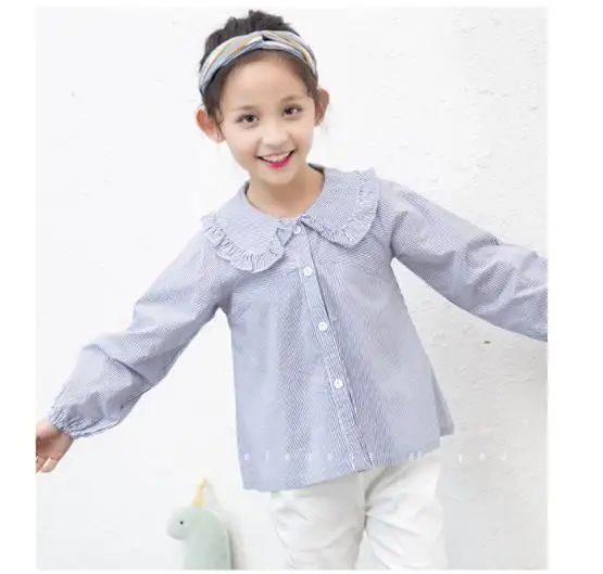 Коллекция года, Весенняя детская одежда рубашка в полоску в Корейском стиле Модная рубашка для девочек
