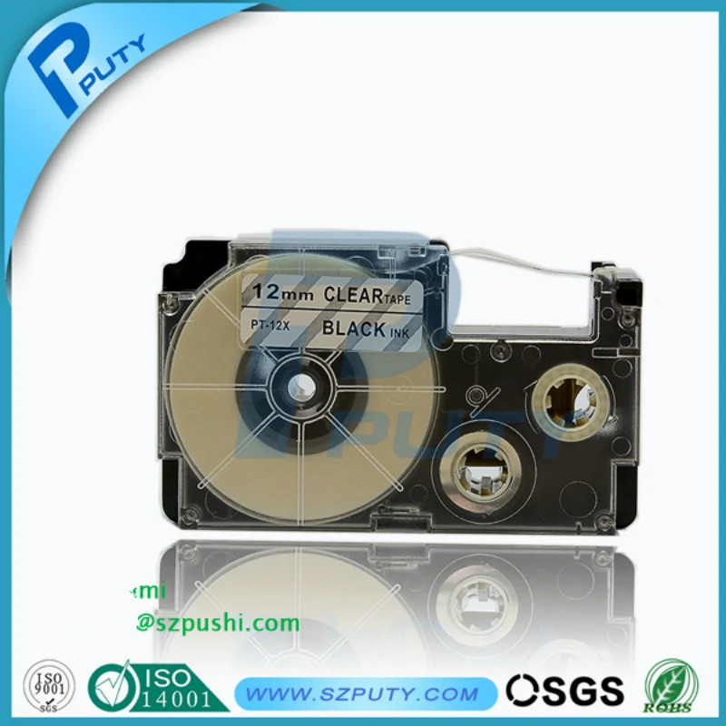 

10PCS PUTY 12mm for Casio XR-12X~1/2'' Label Tape Cassette Black on Clear Compatible for Casio EZ Label Maker Label Printer