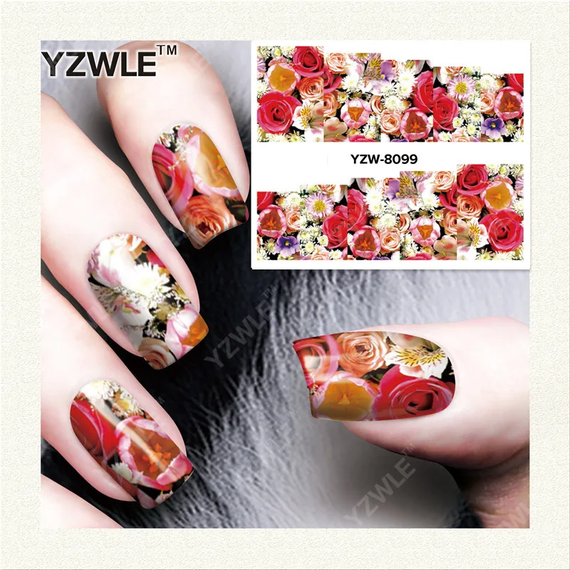 

YZWLE 1 Sheet DIY Decals Nails Art Water Transfer Printing Stickers Accessories For Manicure Salon YZW-8099