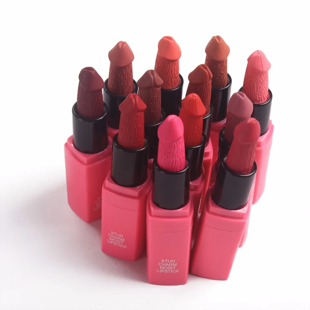 12 Colors Penis Shape Mushroom Long Lasting Moisture Cosmetic Lipstick...