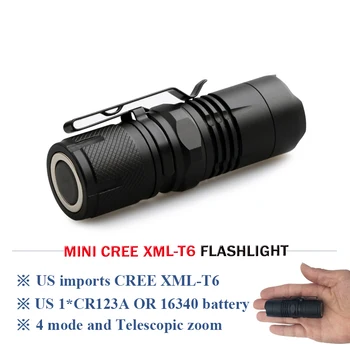 

Portable Lighting flashlight mini penlight xml t6 led flashlight 16340charge cr123 battery lanterna waterproof With magnet torch