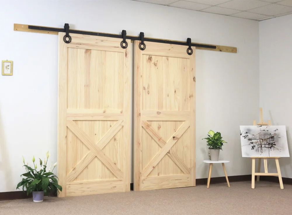 DIYHD 7.5FT Gear Shape Double Sliding Barn Door Interior Door Track
