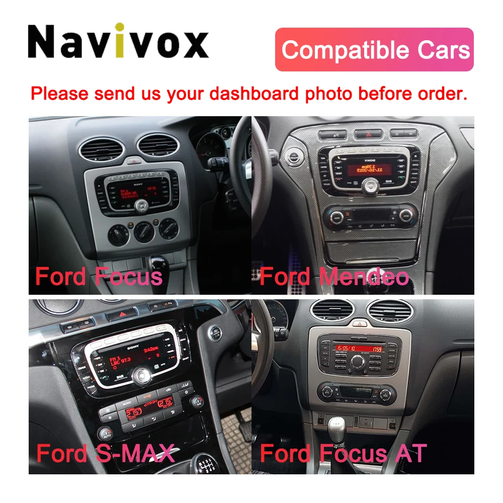 Discount Navivox 2 Din Android 9.0 Car Multimedia Player for Ford Focus 2 3 2004-2011 Mondeo Galaxy S-max Kuga C-max Car Radio Navigation 1
