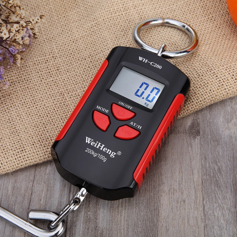 Industrial 200kg/100g Portable Digital Crane Scale Heavy Duty Hanging Hook Scale Electronic Balance Fishing weight