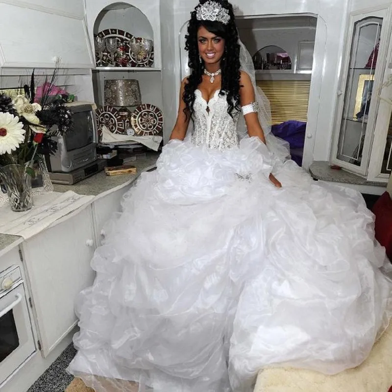 Luks Buyuk Yag 2016 Yeni Sevgiliye Beyaz Organze Dantel Balo Cingene Gelinlik Gelin Kiyafeti Vestido De Noiva Robe De Mariage Gowns China Dresses Halloweendresses At Aliexpress