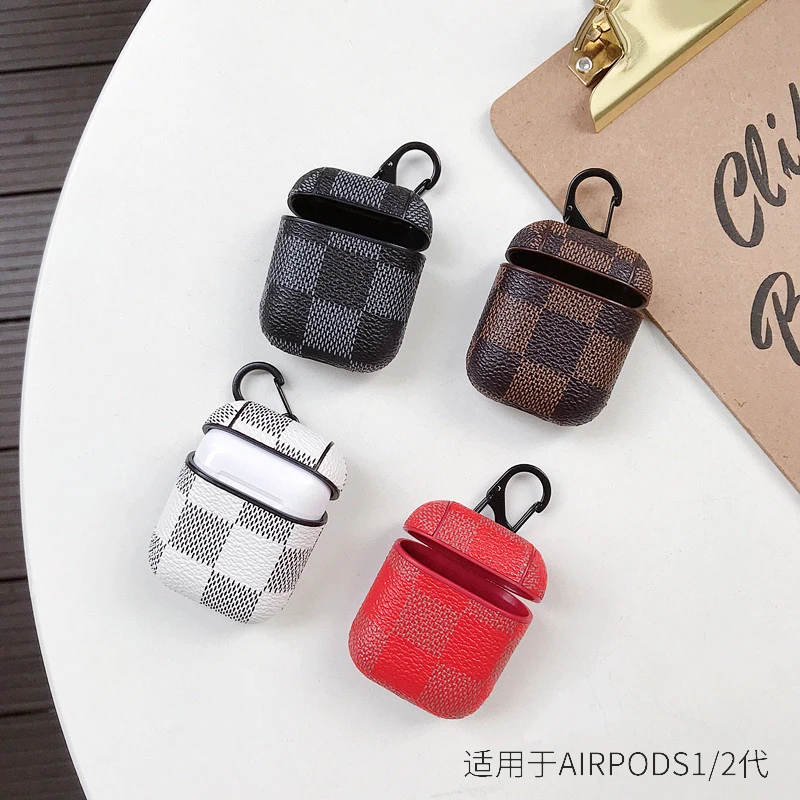 Кожаный защитный чехол с крючком для Apple Airpods 1/2 | Электроника