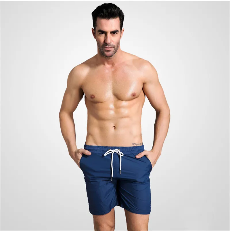 Летние Стильные мужские шорты для пляжа доска быстросохнущая доска для фитнеса боксерские одноцветные дышащие пляжные шорты для серфинга