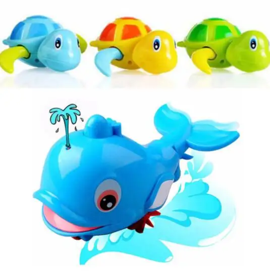 1Pcs New Cute Animal Turtle Dolphin Baby Shower Toy Swimming Pool Accessories Toys for Kids Children Bath Classic Clockwork Toy