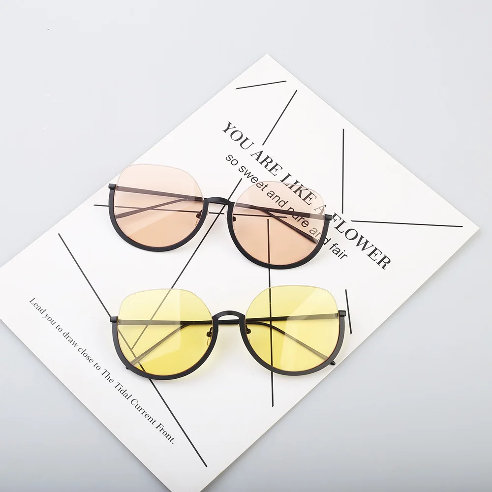 Модная женская круглая цветная Конфета солнцезащитные очки Новые хип-хоп стильные цветные линзы ретро очки солнцезащитные очки автомобильные аксессуары
