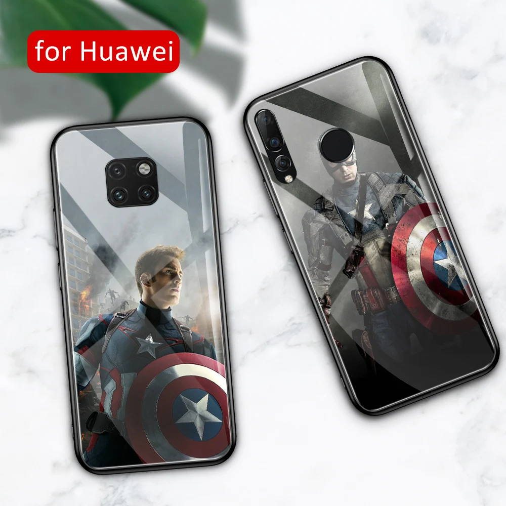 

For Huawei mate 10 pro case Glass nova 3 cover Captain America for Huawei mate 9 10 20 pro 20x lite RS Nova 3 3i 3e 4 4e Y9 2019