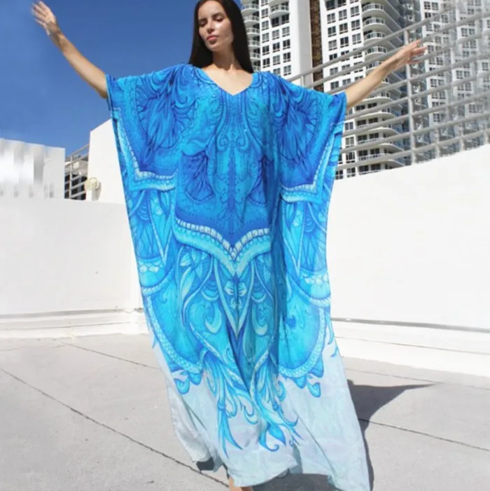 Plus Size Cotton Long Beach Cover Ups Women Dresses Robe de Plage