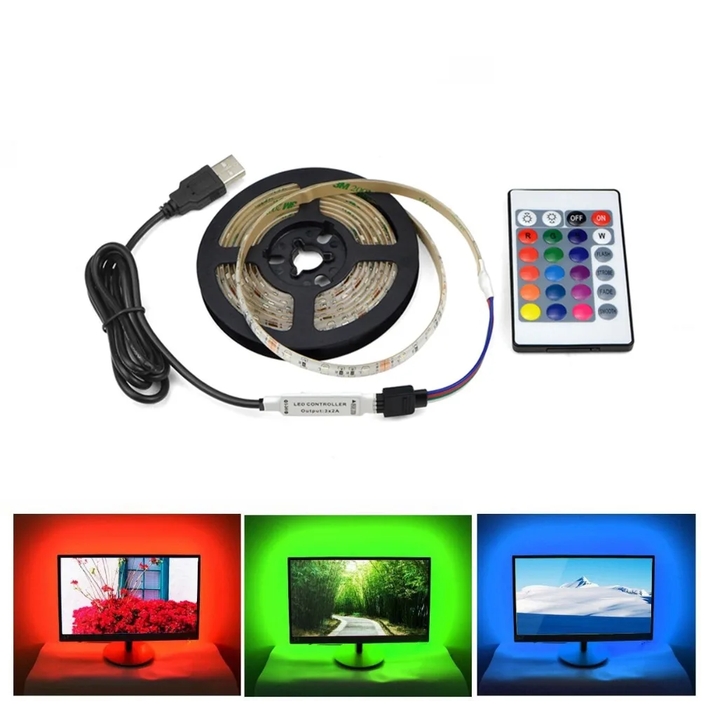 

USB TV LED Light RGB White Warm White Kitchen Under Cabinet LED Light Tape Ribbon Diode 1M-5M USB Powered TV PC Background Light