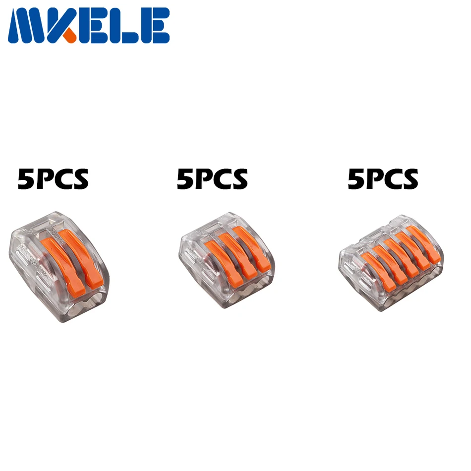 

15PCS Wago connector 5pcs 2P + 5pcs 3P + 5pcs 5P Universal Compact Wire Connector Conductor Terminal Block