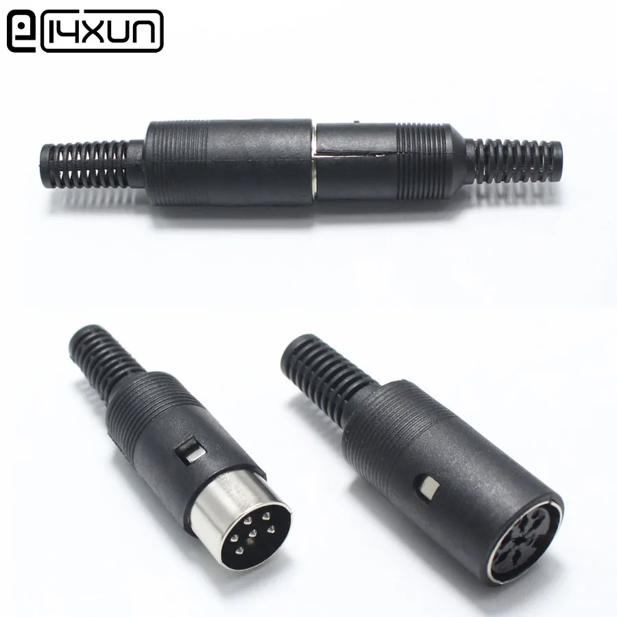 

1pcs 6P DIN Male Plug Female jack DC Power Connector with Black Plastic Handle Adapter 6Pin Plugs with Signal Terminals