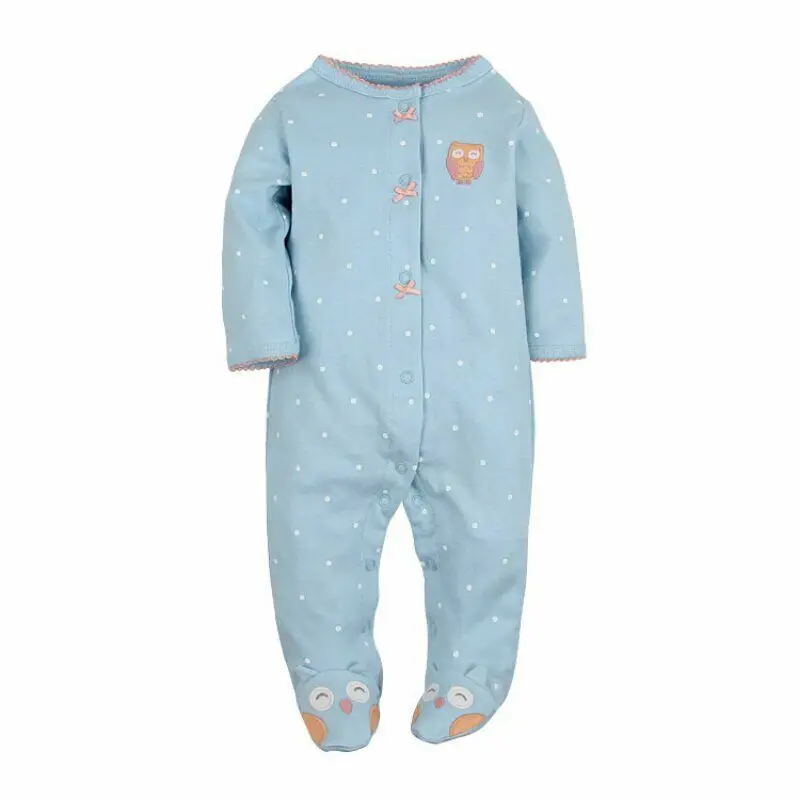 Сплошной комбинезон для новорожденных; теплый комбинезон для маленьких мальчиков и девочек; длинные пижамы для детей; одежда для малышей; хлопковый костюм с рисунком Roupa - Цвет: lanniao