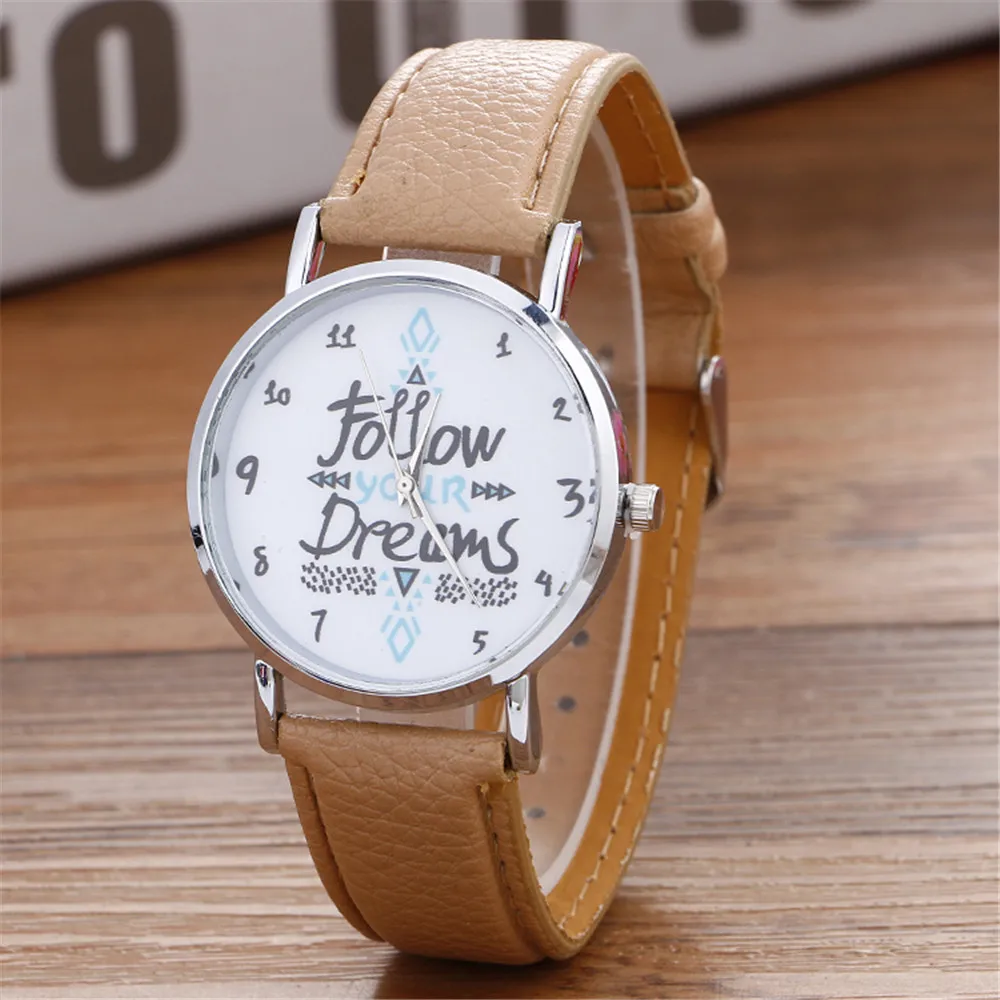 Модные часы для отдыха с нейтральным буквенным узором для женщин и девочек, повседневные модные кожаные кварцевые наручные часы zegarek damski QuickSand A7020