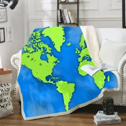 Синяя карта мира бархат Плюшевые Одеяло для детей взрослых Плюшевые дорожный плед подстежка для кровати Флисовое одеяло постельные