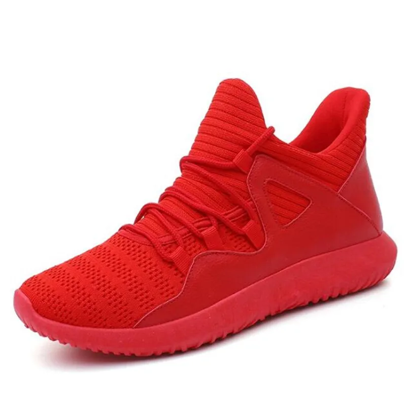 

2018 new men's running shoes casual lace sports shoes flying woven mesh breathable solid color large size men sneakers shoes