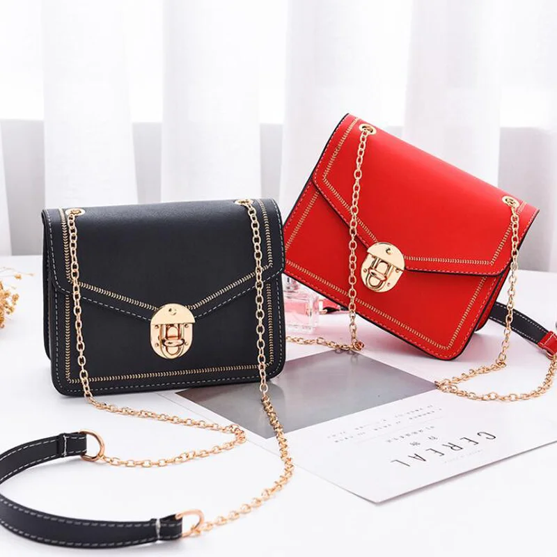  REPRCLA 2019 Summer New Women Bag Handbags Chain Strap & Lock Shoulder Crossbody Bag PU Leather Sma