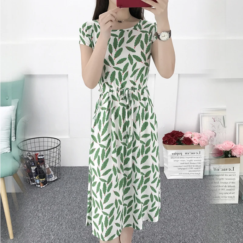 

Women bourette dress 2019 Summer Autumn Fashion Female Casual Loose Vintage Elegant O-neck Floral Print boho dresses Vestido