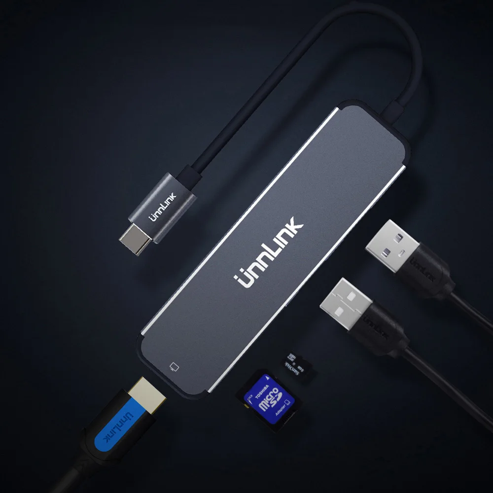 Unnlink usb-хаб USB C к HDMI USB3.0 SD TF кард-ридер Thunderbolt 3 док-адаптер для MacBook pro S8 S9 S10 Dex P20 P30 mate 20