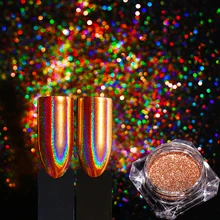 BORN QUEEN 0,2 г Шампань Золотой голографический блестящий для ногтей хлопья зеркало Радуга голографический лазер порошок маникюр Дизайн ногтей украшения