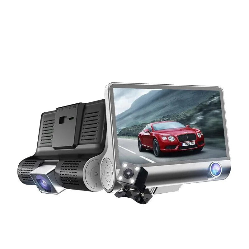 

Dash Cam 4" HD three Lenses 1080P Car Camera Driving Recorder, 170 Wide Angle Dashboard Camera with G-Sensor and 8G TF Card