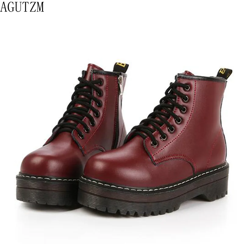 

High quality platform autumn and winter add cotton warm motorcycle boots martin boots women's punk ankle boots size 35-40 v505