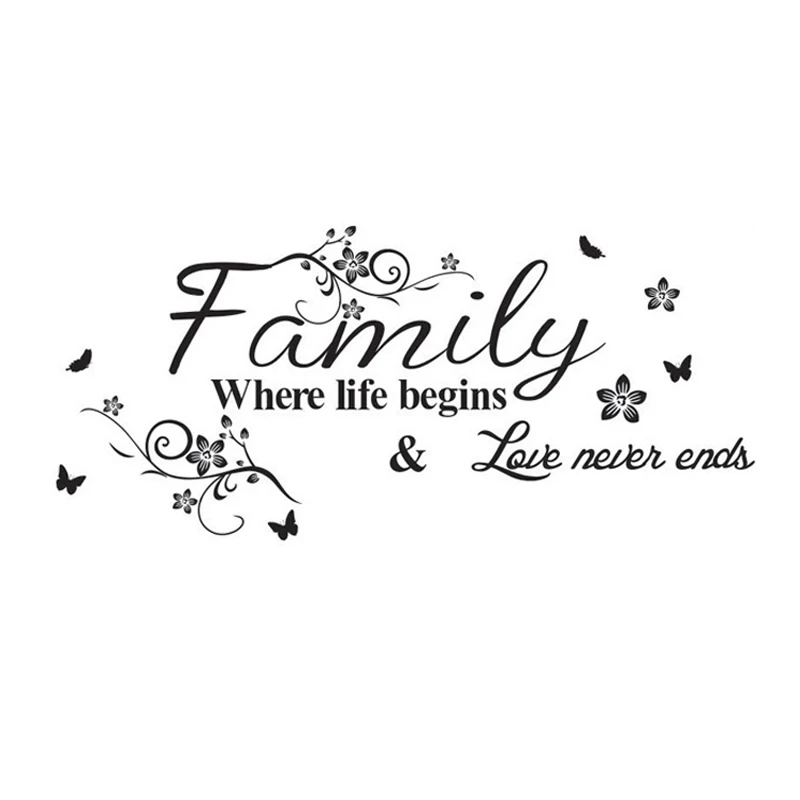 Съемные настенные наклейки Love Family где начинается жизнь любовь никогда не