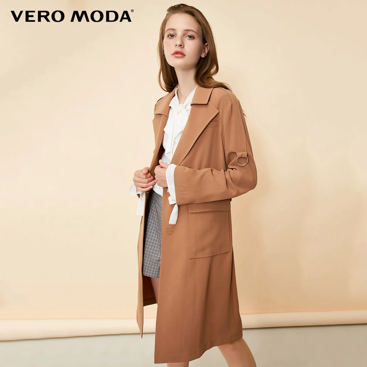 Vero Moda OL Стиль двусторонний рукав на шнуровке чистый Тренч | 318321534 - Цвет: Caramel camel s