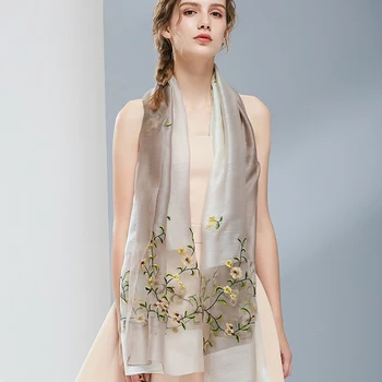 

Embroidery Silk Wool Blending Scarf Women Brand 2019 Shawls and Wraps for Ladies Multifunction Pashmina Silk Wool Scarves