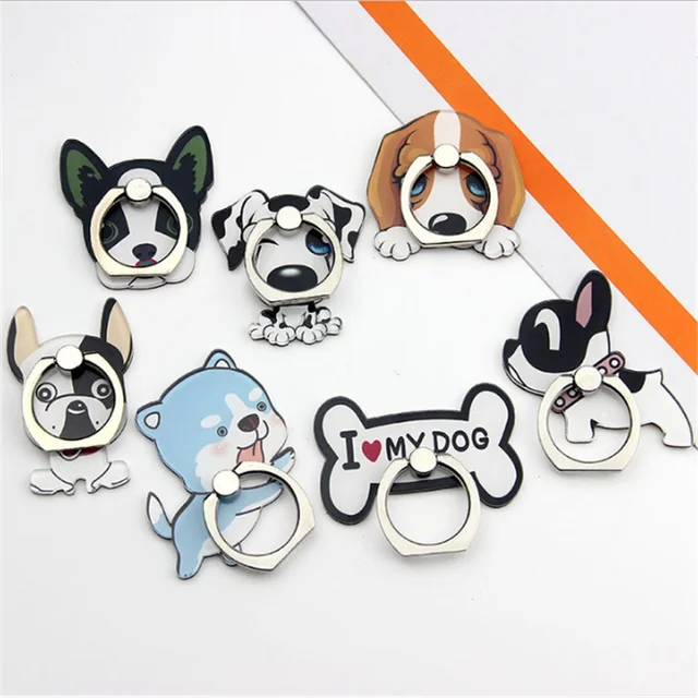 UVR Cute Dog Bones Bulldog Mobile Phone Stand Holder Finger Ring Mobile Smartphone Holder Stand For iPhone Huawei All Phone