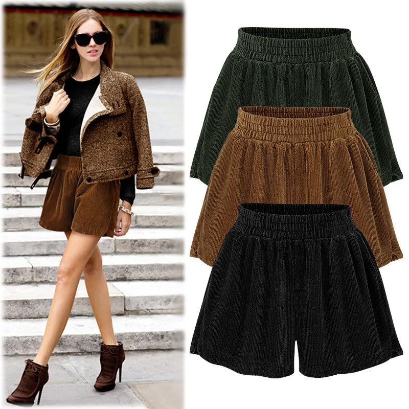 Hodisytian новые осенние модные женские шорты вельветовые Feminino с высокой талией
