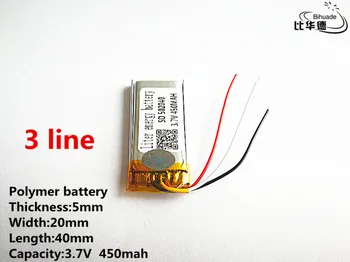 

10pcs/lot 3 line Good Qulity 3.7V,450mAH,502040 Polymer lithium ion / Li-ion battery for TOY,POWER BANK,GPS,mp3,mp4