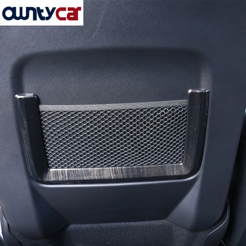 

For Land Rover Discovery Sport ABS Black Ash Wood Grain Rear Row Net Bag Frame Trim Sticker Accessories 2015-2017