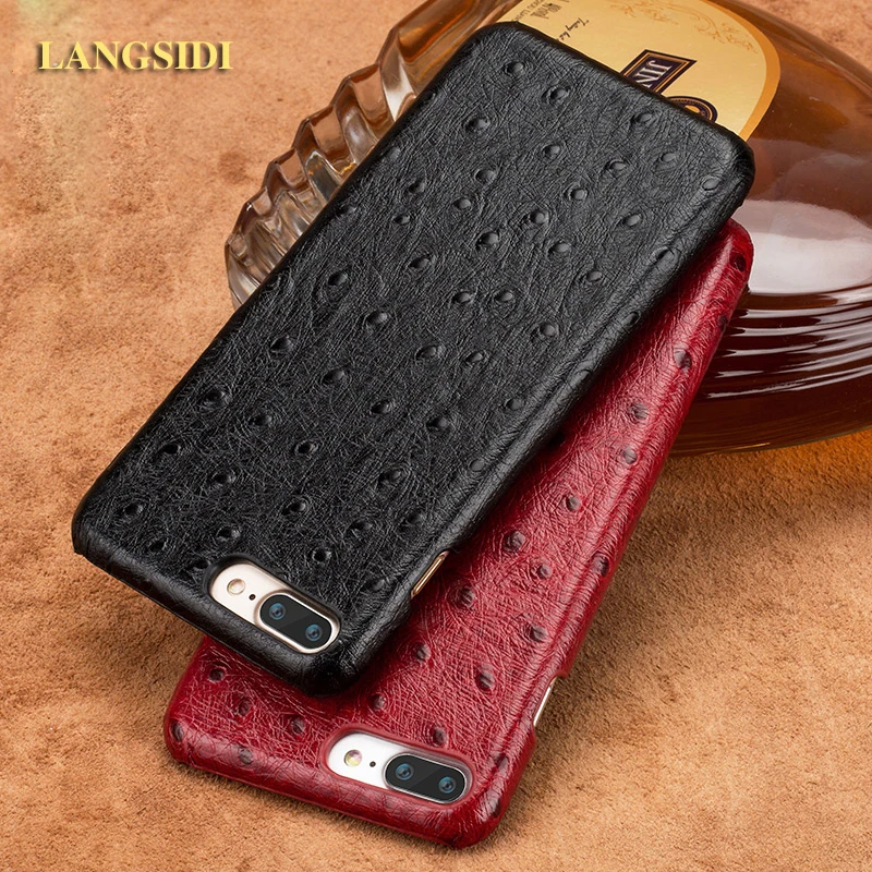

Luxury brand phone case ostrich grain half-wrapped phone case For iPhone 7 Plus phone case full handmade custom processing