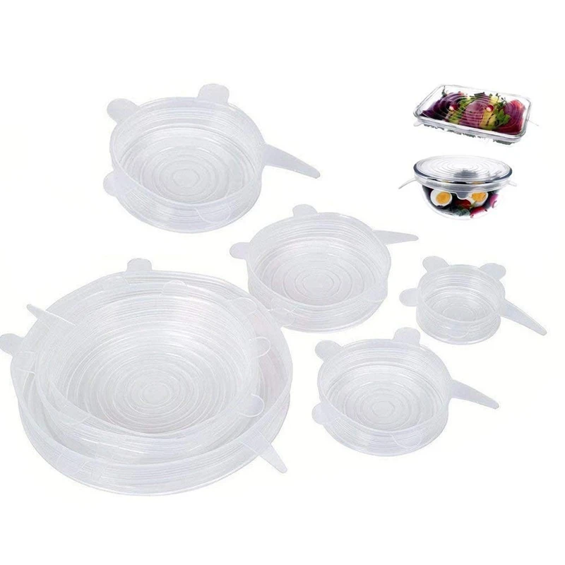 White Мягкая силиконовая крышка, 7-Pack различные размеры крышки для чаши, превосходное для сохранения свежести еды, посудомоечной машины и морозильной камеры - Цвет: White