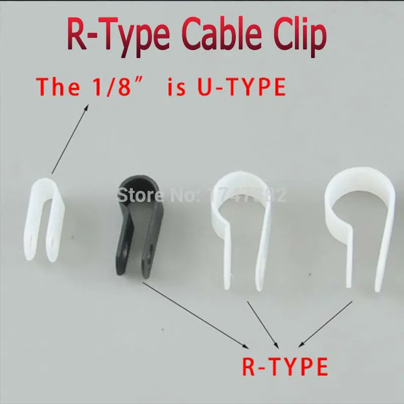 100PCS 10.4mm R-Type Nylon Cable Clamp 3/8" Clear White R-Type Cable Clamp Cable Clips Free Shipping