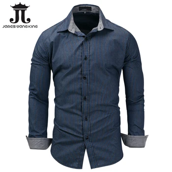 

New shirt men casual 100%cotton blue Striped England shirt for man long sleeve business brand shirts chemise homme EU size