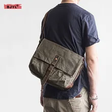 2019 Nova cera de Petróleo bolsa de lona dos homens BJYL crossbody saco Literário pequeno ombro pacote sacos