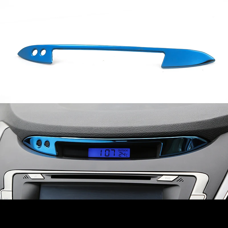 Для hyundai Elantra 2012 2013 приборная панель из нержавеющей стали инструмент для отделки панельные часы отделка рамы наклейка автомобиля Стайлинг C74 - Название цвета: blue