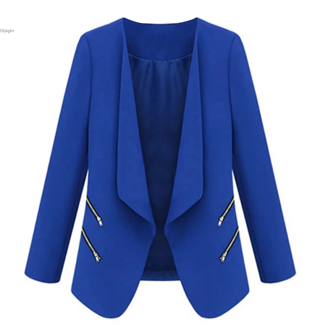 Women OL Career Office Long Sleeve Slim Casual Suit Jacket Coat Front