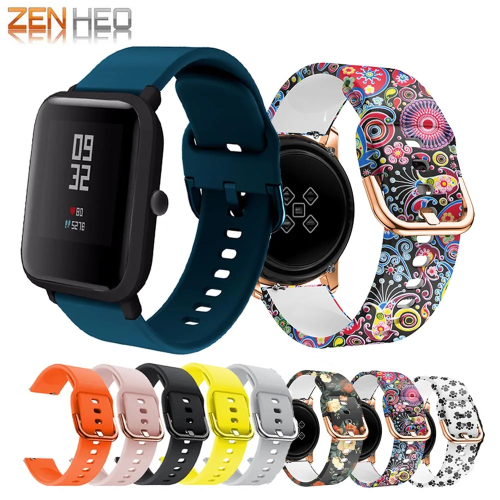 Ремешок силиконовый для Xiaomi Huami Amazfit Bip Bit Lite Youth браслет смарт часов Samsung Galaxy Active 2