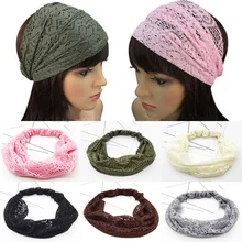 Новые женские Йога Кружева полые головы обертывание широкая резинка для волос с цветами волосы ленты аксессуары оптом и оптом# K29