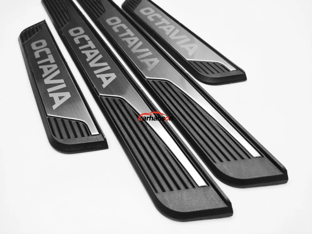 Аксессуары для стайлинга автомобилей Skoda Octavia A7, Накладка на порог из нержавеющей стали, защитная накладка, Авто Наклейка