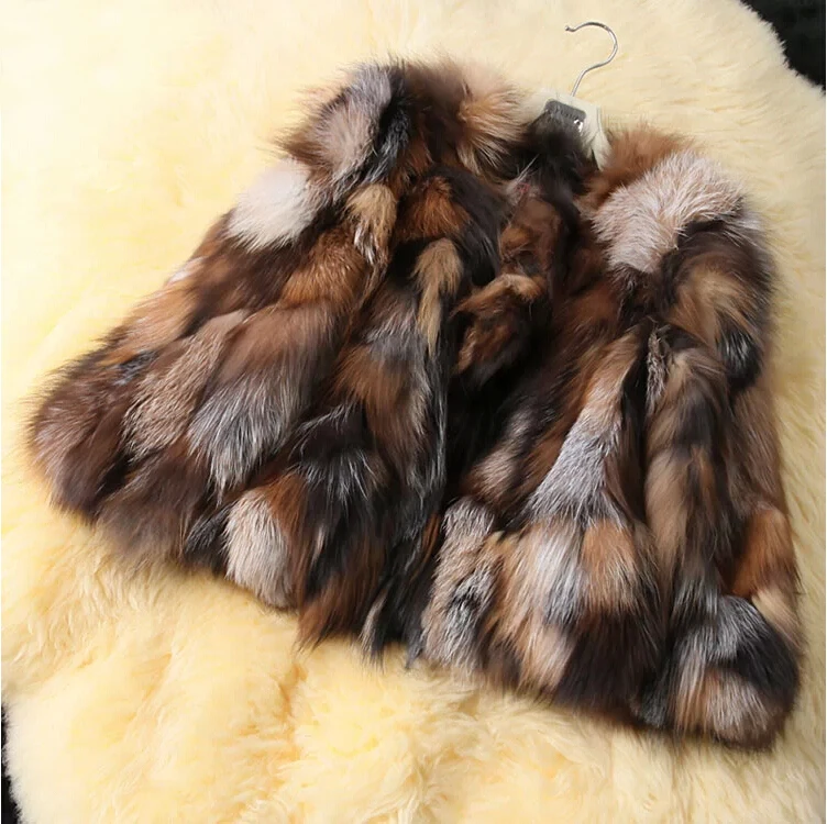 

Free shipping Natural Genuine Real Silver Fox Fur Coat for Women Warm Winter FP415 Fox Fur Jacket